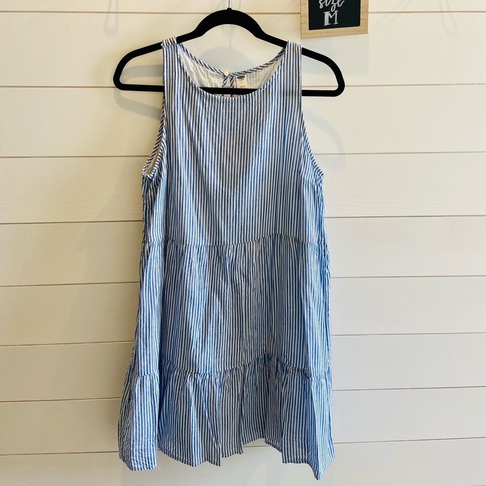 OLD NAVY | Blue & White Striped Tiered Dress